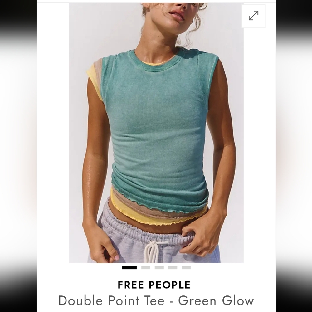 FP Movement Double Point Tee Green Glow M/L New Without Tags